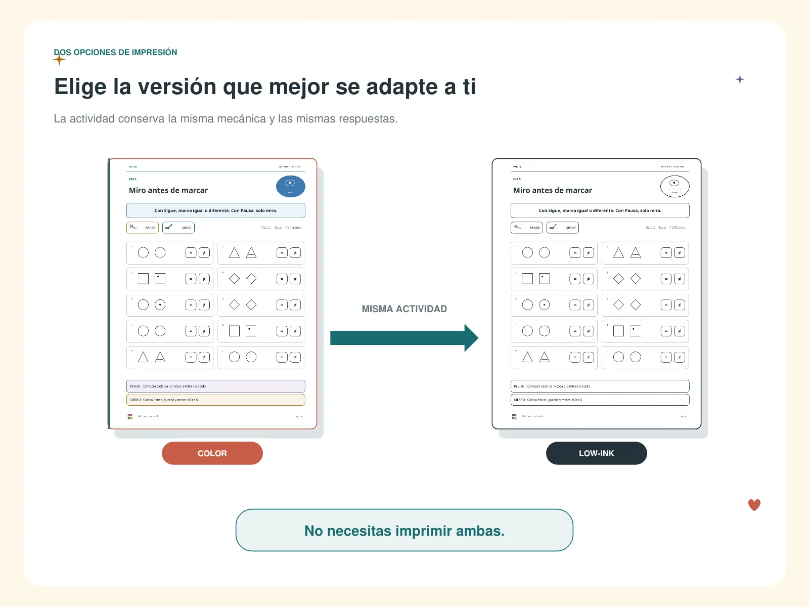 Comparación de la versión Color y la versión Low-Ink